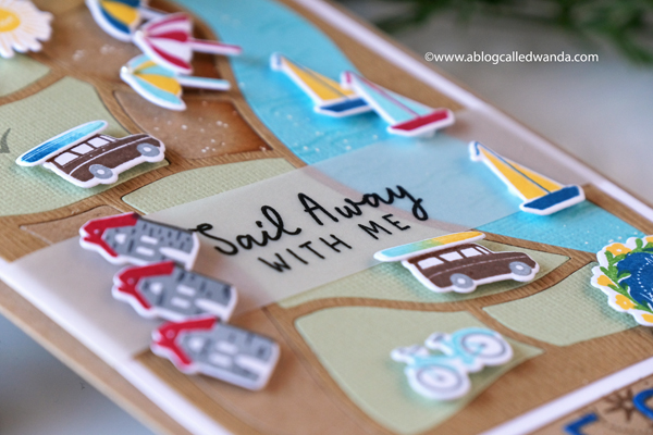 The Greetery new release destination summer july 2020. Maps stamps and dies and stencils. Destination stamp set, Destination Summer stamp set, Maps dies and stencils all from The Greetery. Cape Cod, Sedona, destination cards. Maps cards. Card layouts. Wanda Guess