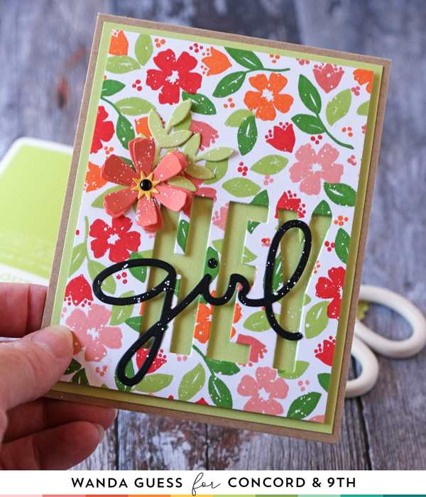 Concord & 9th Feature Friday! Sea Glass and Sprout color focus. Hello stamps and dies, Blooms Turnabout, Hey Girl dies, Concord & 9th new colors, new ink pads and cardstock. Concord and 9th new stamps and dies. Turnabout stamps. Wanda Guess guest designer