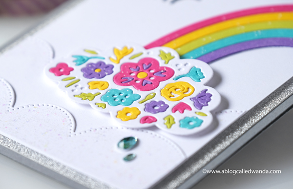 The Greetery New Release. Think Happy stamps and dies, Rainbow dies, clouds dies. Happy cards. The Greetery Design Team Wanda Guess