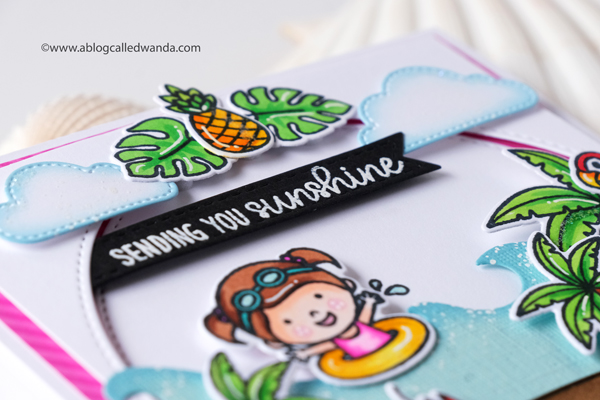 sunny studio stamps, new release, summer, tropical, hawaii, stamps, dies, coastal cuties stamp set, hawaiian hibiscus stamp set, plumeria stamp set, best fishes stamp set, flamingos stamp set, copics, summer card ideas, handmade cards, embossing, fun stamps, card ideas and layouts, copic markers tips, wanda guess