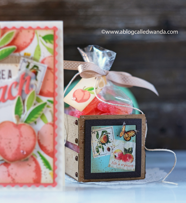 The Greetery new release destination summer july 2020. The Greetery Peachy Keen, Just Peachy, Create a Crate stamps and dies. Peach stamp set. Peaches stencils. Treat and favor box ideas. Farmers market card. Prima Fruit Paradise stickers and paper. Wanda Guess.