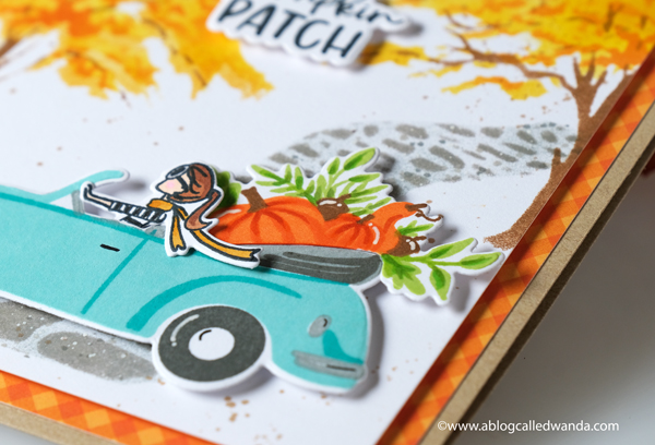 The Greetery new release fall 2020. Gathered Blessings release. Top Down Day Autumn, Fir and Foliage stencils, fall card, The Greetery design team. Wanda Guess.