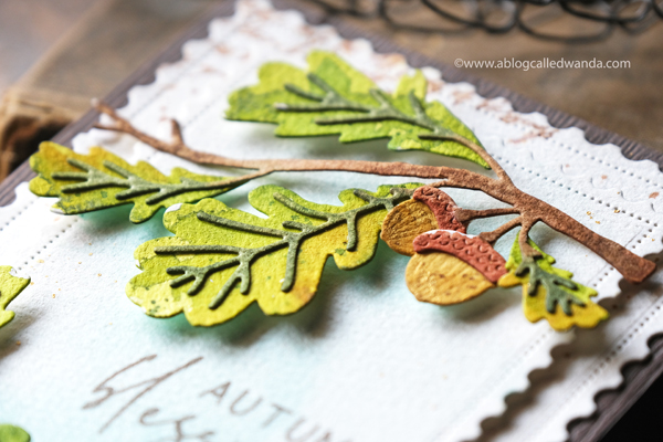 The Greetery new release fall 2020. Gathered Blessings Release. Might Oak Botanicuts, Fall card ideas, Postage stamp dies, pretty postmarks, Mijello water colors, autumn card ideas, wanda guess