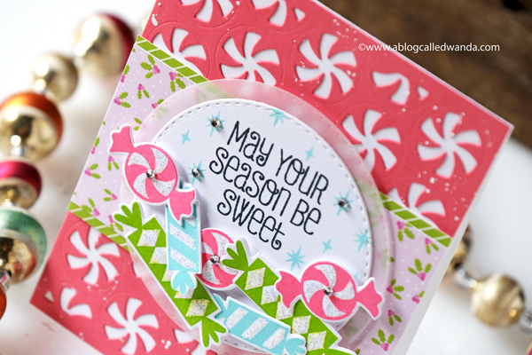Catherine Pooler stamps and dies. Holiday cards. Peppermint Twist Cover plate, sweetest season stamp set, Christmas card ideas, Wanda Guess