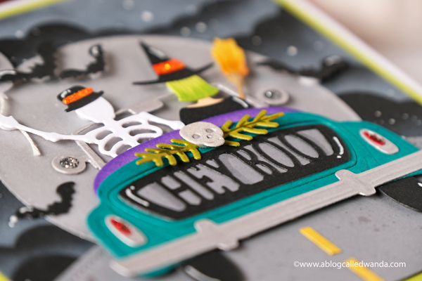 Spellbinders dies, New Spellbinders, Sunday Drive Dies, Sunday Drive Halloween Dies, Halloween Card, MFT cloud stencil, Handmade card, stamps and dies, Fun handmade halloween card, crafts, diy, wanda guess, A blog called wanda