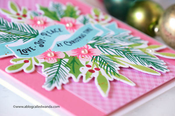 The Greetery new release Merry Makings. Holiday 2020 new stamps and dies. Christmas, winter, holiday. Merry Sprigs, Written in Ribbons, Wood Slices dies, Banner and Bough Stencils and stamps, handmade, design team, wanda guess