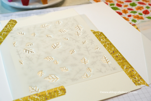 Taylored Expressions Fall Foliage Background, Taylored Expressions Handlettered stamps, stamping, die cutting, Thanksgiving card, Leaves, Stencils, Distress Inks, Blender Brushes, handmade card ideas, card layouts, Wanda Guess, A Blog Called Wanda