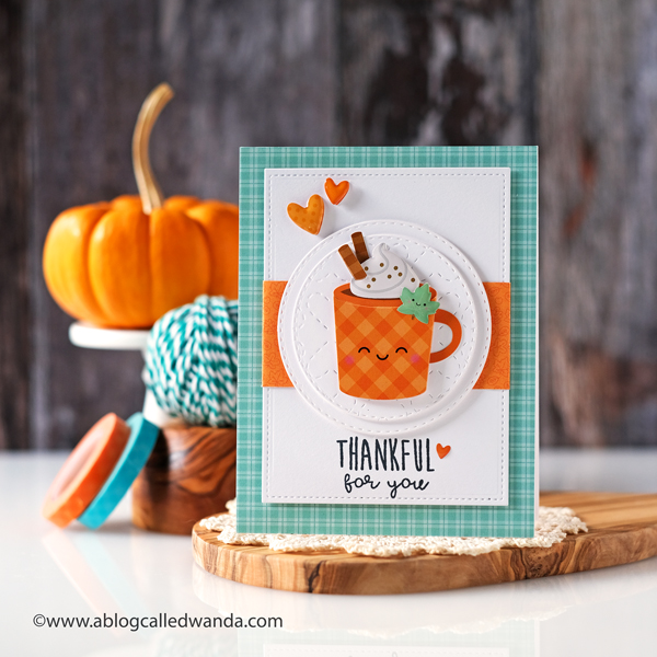 Doodlebug paper, Doodlebug stamps, Doodlebug Pumpkin Spice, stamping, die cutting, Doodle pops, Pumpkin Spice Latte, crafting, handmade cards, cardmaking, card ideas, card layouts, Fall cards, Wanda Guess, A Blog Called Wanda