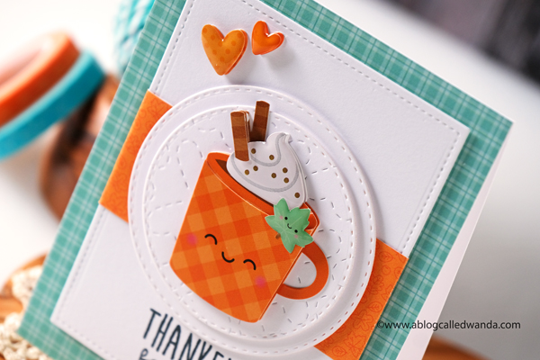Doodlebug paper, Doodlebug stamps, Doodlebug Pumpkin Spice, stamping, die cutting, Doodle pops, Pumpkin Spice Latte, crafting, handmade cards, cardmaking, card ideas, card layouts, Fall cards, Wanda Guess, A Blog Called Wanda