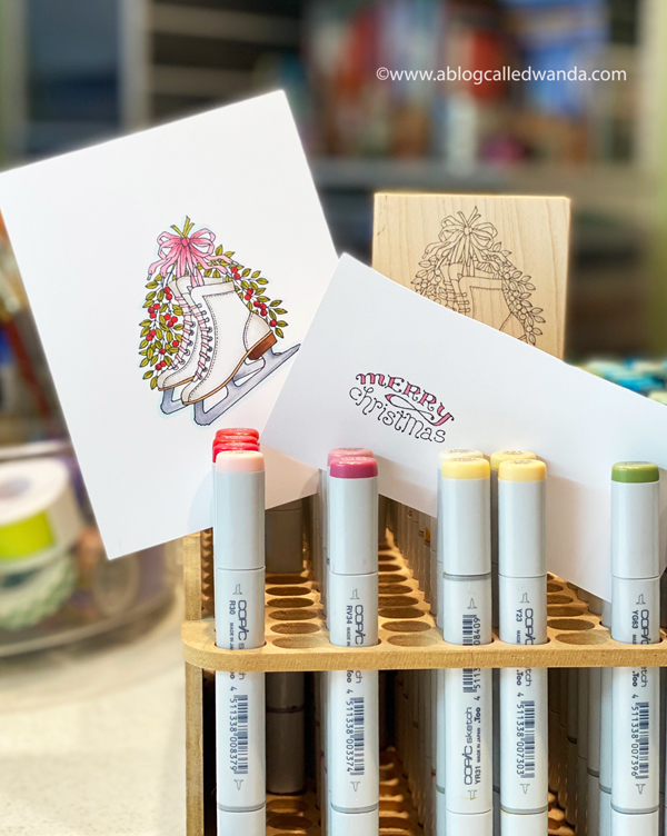 Pink Ink Stamps Ice Skates colored with Copics