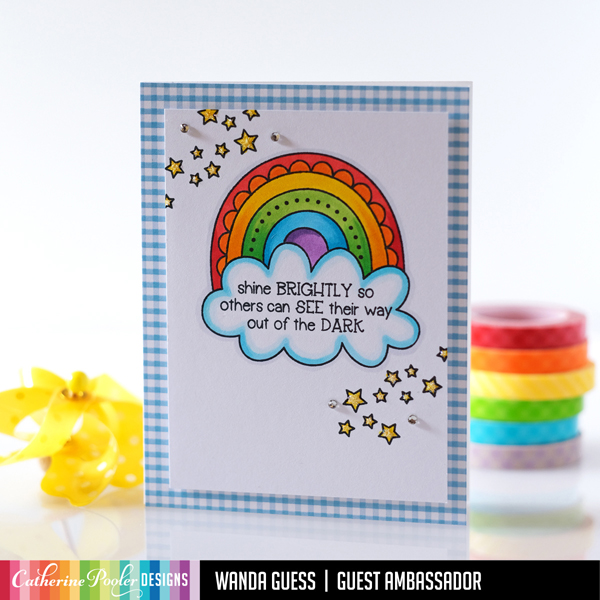 catherine pooler, catherine pooler club sursee, catherine pooler designs, cute cards, copics, handmade, birthday cards, rainbow stamps, cheerful, cas cards, card layouts, card design ideas, copic coloring tips, club sursee, stamping, die cutting, wanda guess