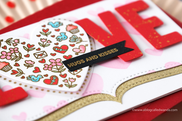 Pretty Pink Posh, new release, stamps, dies, valentine, love, copics, valentine card ideas, vellum, love dies, all my love stamps, borders, wanda guess, valentine ideas, card layouts, a blog called wanda