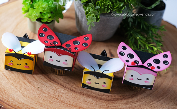 lawn fawn, lawn fawn tiny gift box, lawn fawn gift box bee, lawn fawn gift box ladybug, treat boxes, stamps and dies, die cuts, ideas for party favors, candy treats, valentine treat ideas, handmade, paper crafts, valentine's day for kids, fun valentines, wanda guess, a blog called wanda