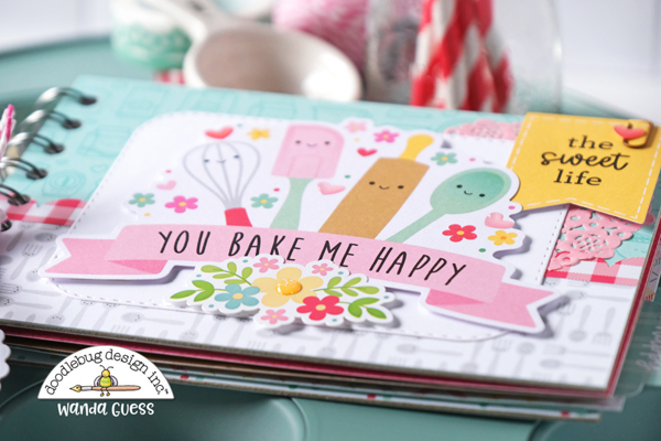 doodlebug design, doodlebug paper, doodlebug design team, Doodlebug made with love collection, handmade, papercrafting, recipe book, baking, cinch, hand binding, make your own recipe book, wanda guess, a blog called wanda