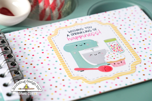 doodlebug design, doodlebug paper, doodlebug design team, Doodlebug made with love collection, handmade, papercrafting, recipe book, baking, cinch, hand binding, make your own recipe book, wanda guess, a blog called wanda