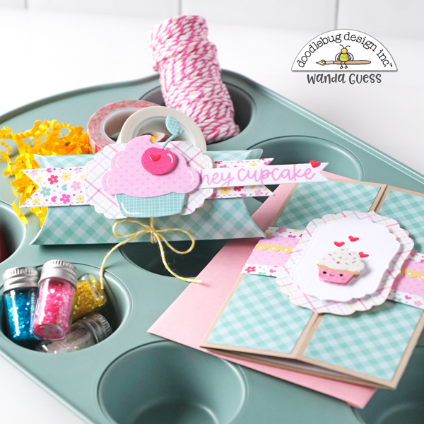 doodlebug design, doodlebug papers, doodlebug made with love collection, birthday card, gift card holder, handmade, pillow box punch board, doodlebug stamps and dies, cheerful birthday card, card ideas, stamping, die cutting, wanda guess, a blog called wanda