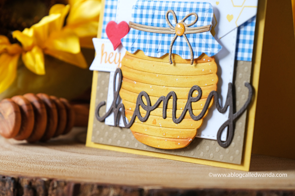 hero arts, a blog named hero, anniversary hop, Instagram hop, hey honey, honey card, handmade card, Hero Arts stamps and dies, Hero Arts Bees and Flowers, Hero Arts abstract honeycomb background stamp, hero arts honey pot fancy dies, gingham, card ideas, bees card, card layouts, wanda guess, a blog called wanda, a blog named hero