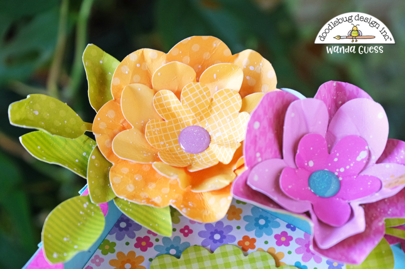 Doodlebug, Doodlebug paper, Doodlebug Fairy Garden Collection, Doodlebug stamps and dies, Decorate birdhouse with paper, diy birdhouse, wanda guess, a blog called wanda