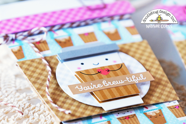 Doodlebug, Doodlebug paper, Doodlebug stickers, Doodlebug Cream and Sugar, Coffee, Coffee cards, Honey Bee Stamps Frappe Dies, Honey Bee Stamps Coffee Cup Card Dies, Coffee card ideas, Gift card ideas, Cream and Sugar Collection, Scrapbooking, Card ideas, Wanda Guess, A Blog Called Wanda