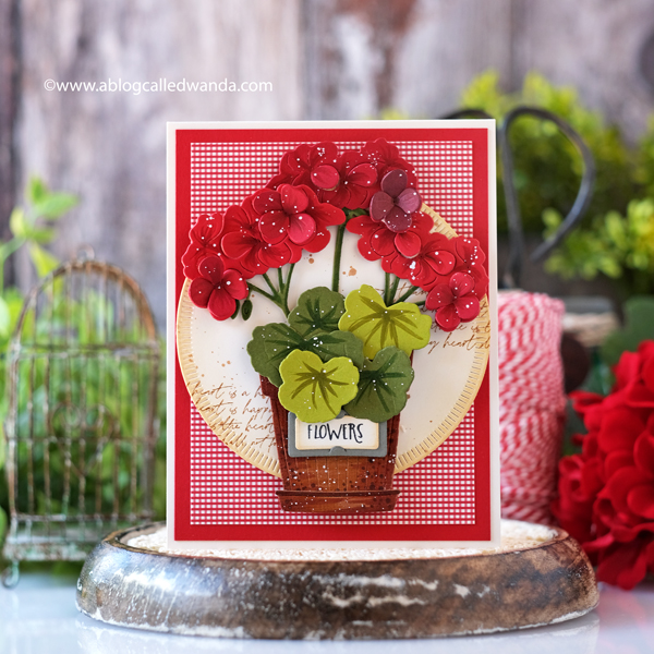 the greetery, the greetery new release, the greetery capturing summer release, stamps, dies, curio collection, botanicuts, geranium, container garden, handmade, cards, card ideas, greetery design team, flowers, floral cards, floral stamps, vintage, wanda guess, a blog called wanda