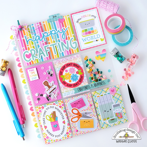 doodlebug, cute and crafty collection, doodlebug cute and crafty, pocket letter, fuse tool, make a pocket letter, crafting theme, card ideas, diy, stamping, scrapbooking, doodlebug design team, sequins, washi tape, wanda guess, a blog called wanda
