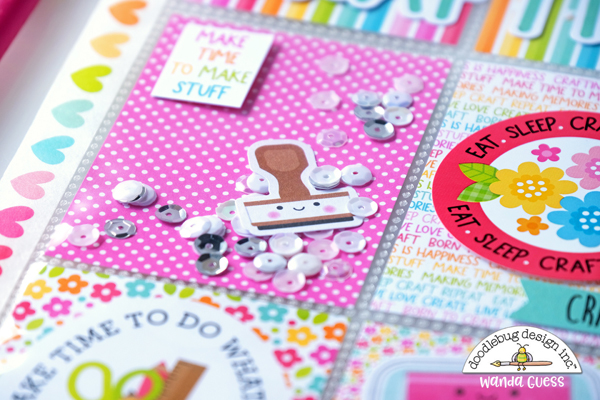 doodlebug, cute and crafty collection, doodlebug cute and crafty, pocket letter, fuse tool, make a pocket letter, crafting theme, card ideas, diy, stamping, scrapbooking, doodlebug design team, sequins, washi tape, wanda guess, a blog called wanda