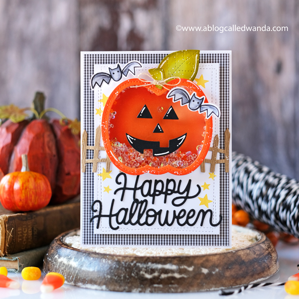 pretty pink posh, pretty pink posh new release, pretty pink posh halloween stamps and dies, halloween cards, halloween ideas, shaker card ideas, pumpkin shaker card, halloween card with stamps, stamping, make your own cards, crafts, halloween crafts, wanda guess, a blog called wanda