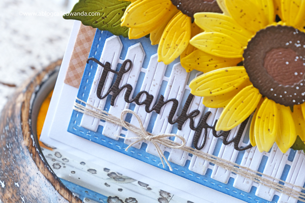 honey bee stamps, honey bee fall, honey bee autumn splendor release, sunflowers dies, bitty buzzwords dies, fence die cut, sunflower card, make your own card, scrapbooking, card ideas, stamping, thankful, autumn, wanda guess, a blog called wanda