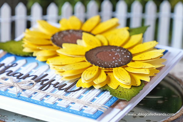 honey bee stamps, honey bee fall, honey bee autumn splendor release, sunflowers dies, bitty buzzwords dies, fence die cut, sunflower card, make your own card, scrapbooking, card ideas, stamping, thankful, autumn, wanda guess, a blog called wanda
