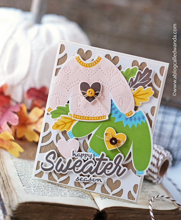 pigment craft co, pigment stamps and dies, pigment sweater weather, pigment latte art, sweater garland, paper garland. autumn card, fall card, sweater stamps and dies, pigment fall wreath stamp set, make your own garland, fall home decor, wanda guess, a blog called wanda