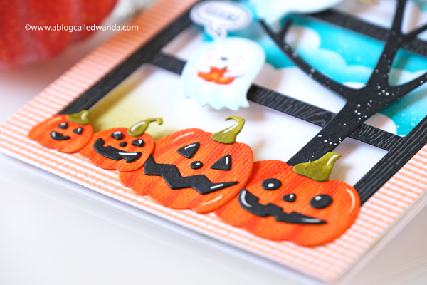 hello bluebird stamps, hello bluebird dies, hello bluebird new release, Hello bluebird halloween card, halloween, diy, make your own cards, copics, balloons, card ideas, hello bluebird cute stamps, ghosts, pumpkins, wanda guess, a blog called wanda