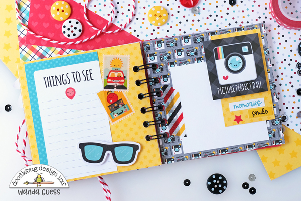 doodlebug, doodlebug fun at the park, mini scrapbook, mini album, make your own mini scrapbook, travel scrapbook ideas, disney, travel, we r memory keepers cinch, disney scrap ideas, diy, scrapbooking, wanda guess, a blog called wanda