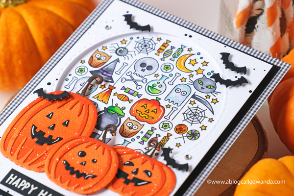 taylored expressions, taylored expressions stamps and dies, taylored expressions layer it pumpkins, taylored expressions halloween, halloween cards, thanksgiving, fall, autumn, handmade cards, stencils, autumn array stencils, halloween circle stamp set, copic markers, diy cards, crafts, card ideas, card layouts, wanda guess, a blog called wanda
