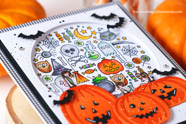taylored expressions, taylored expressions stamps and dies, taylored expressions layer it pumpkins, taylored expressions halloween, halloween cards, thanksgiving, fall, autumn, handmade cards, stencils, autumn array stencils, halloween circle stamp set, copic markers, diy cards, crafts, card ideas, card layouts, wanda guess, a blog called wanda