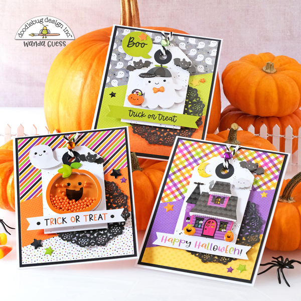 doodlebug, doodlebug halloween, doodlebug happy haunting collection, halloween cards, fun cards, card sketch, make your own halloween cards, doodlebug design, wanda guess, a blog called wanda, doodlebug blog