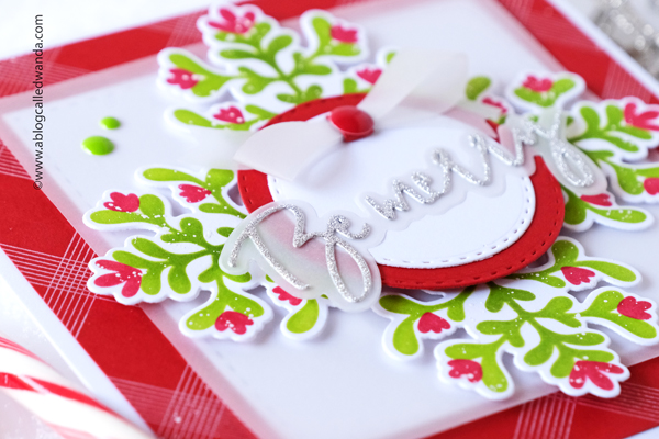 pinkfresh studio, pinkfresh studio stamps and dies, stencils, papercrafting, cardmaking, christmas cards, make your own christmas cards, blog hop, pinkfresh studio new release, Classic Holiday Words, Sweet Leaves Frame stencils, Artistic bow, Pinkfresh Studio Ink pads, Wanda Guess, a blog called wanda