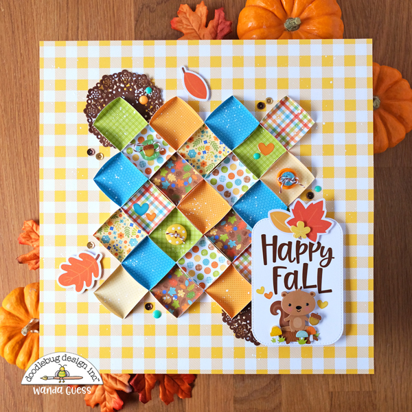 Doodlebug, Doodlebug collections, Doodlebug paper, Doodlebug Great Outdoors, Scrapbooking, Scrapbook layout, card ideas, Fall, Fall decor, Fall Scrapbooking, 12x12 gingham, Wanda Guess, a blog called wanda
