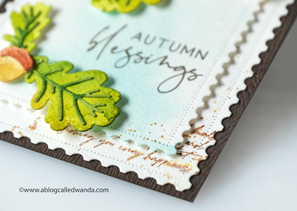 The Greetery new release fall 2020. Gathered Blessings Release. Might Oak Botanicuts, Fall card ideas, Postage stamp dies, pretty postmarks, Mijello water colors, autumn card ideas, wanda guess