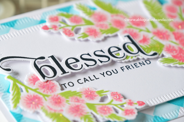 The Greetery new release fall 2020. Gathered Blessings release. Blessed blooms stamp set, square dance stencils, mimosa musings stamp set, layered stamping, card ideas, faith cards, crimped rectangles, The Greetery Design Team, Wanda Guess
