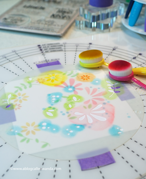 Penguin Palace new stencils system. Handmade card with distress inks and stencils. Card ideas. Wanda Guess