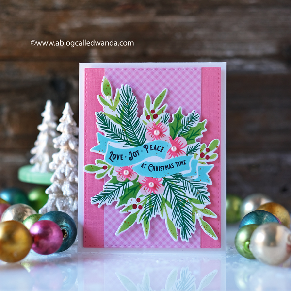 The Greetery new release Merry Makings. Holiday 2020 new stamps and dies. Christmas, winter, holiday. Merry Sprigs, Written in Ribbons, Wood Slices dies, Banner and Bough Stencils and stamps, handmade, design team, wanda guess