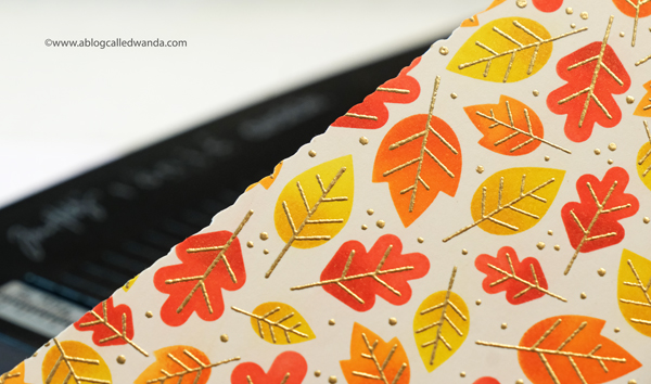 Taylored Expressions Fall Foliage Background, Taylored Expressions Handlettered stamps, stamping, die cutting, Thanksgiving card, Leaves, Stencils, Distress Inks, Blender Brushes, handmade card ideas, card layouts, Wanda Guess, A Blog Called Wanda