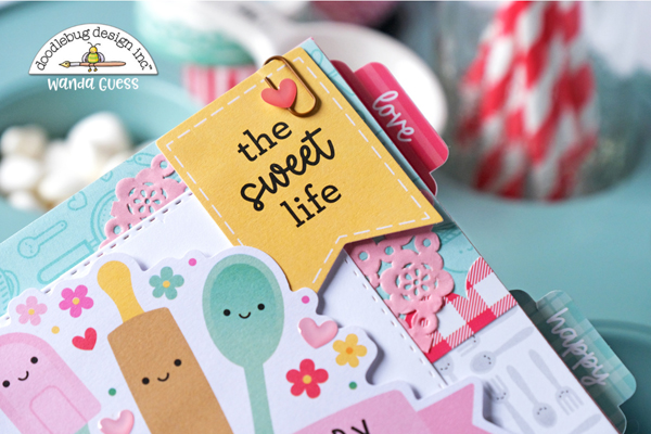 doodlebug design, doodlebug paper, doodlebug design team, Doodlebug made with love collection, handmade, papercrafting, recipe book, baking, cinch, hand binding, make your own recipe book, wanda guess, a blog called wanda