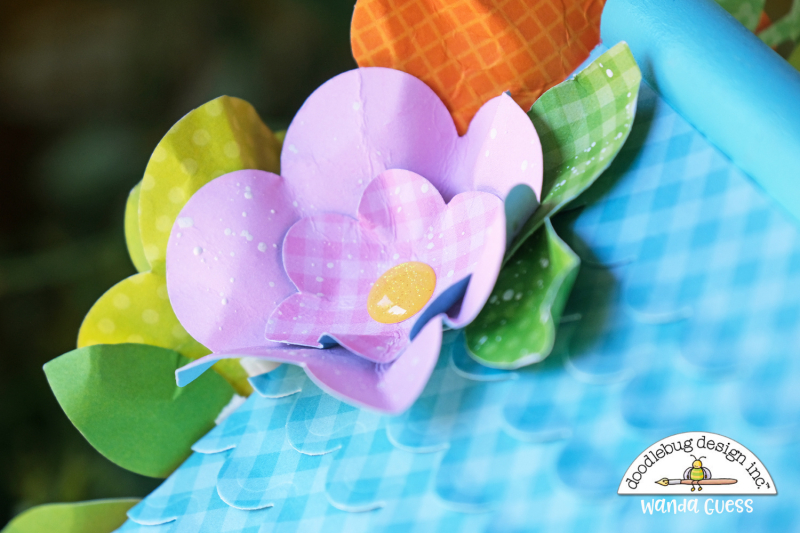 Doodlebug, Doodlebug paper, Doodlebug Fairy Garden Collection, Doodlebug stamps and dies, Decorate birdhouse with paper, diy birdhouse, wanda guess, a blog called wanda