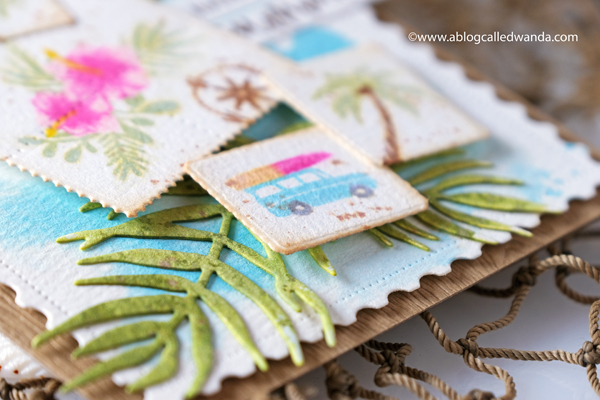 the greetery, the greetery stamps, the greetery dies, destination stamp set, palms, pretty postmarks, the greetery design team, tgif, hawaii, aloha, summer, card ideas, card layout, wanda guess for the greetery