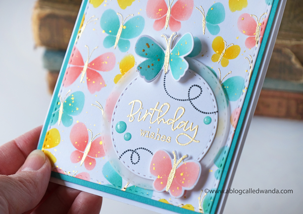 taylored expressions, taylored expressions card kit, butterfly wishes card kit, stamps, dies, butterfly stamp set, embossing, handmade cards, hand stamped cards, make your own cards, birthday card, stencils, ink blending, wanda guess, a blog called wanda