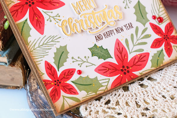 taylored expressions, card kit, very merry, merry blooms card kit, christmas card kit, poinsettia, stencils, stamps, christmas cards, stamping, diy, make your own cards, taylored expressions stamps, blender brushes, wanda guess, a blog called wanda