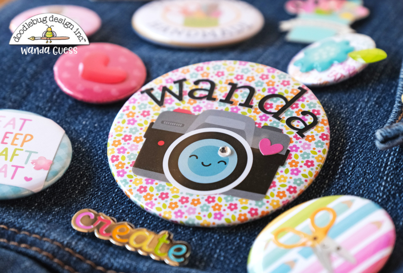 we r memory keepers button press, button maker, pin maker, diy, crafts, doodlebug blog, doodlebug cute and crafty collection, make your own flair, make your own buttons, paper, stickers, handmade, buttons for scrapbooking, cards, craft ideas, wanda guess, a blog called wanda, doodlebug design paper