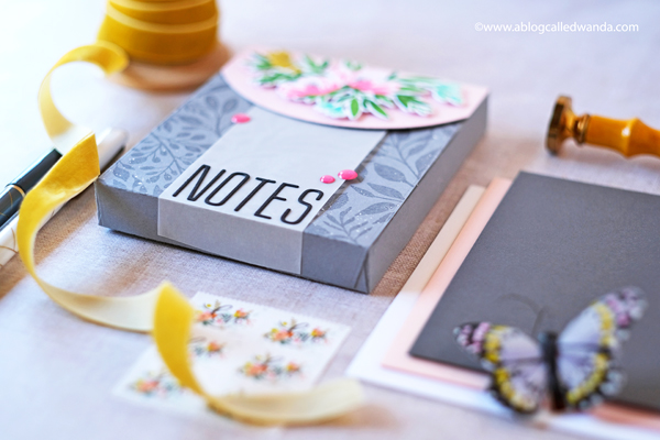 the greetery, the greetery stamps and dies, the greetery new release, the greetery nouveau notes, the greetery stationery set, the greetery floral delicacy stamp, handmade labels, make your own stationery, boxed stationery sets, the greetery always in bloom, the greetery opposites attract, stationery box die cut, wanda guess, a blog called wanda