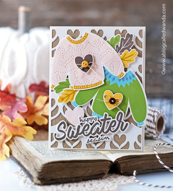 pigment craft co, pigment stamps and dies, pigment sweater weather, pigment latte art, sweater garland, paper garland. autumn card, fall card, sweater stamps and dies, pigment fall wreath stamp set, make your own garland, fall home decor, wanda guess, a blog called wanda